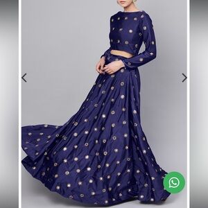 New with tags: Navy blue mirror  3 piece lehenga set